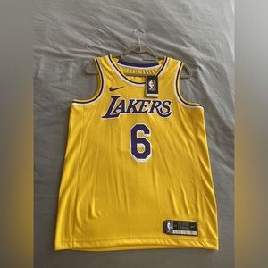 Unisex Los Angeles Lakers LeBron James Nike Gold Swingman Jersey.
